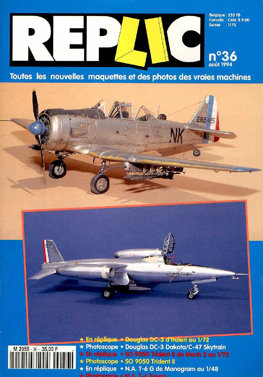 Replic 036 – Doulgas DC-3 , SO9050 TridentII, N.A.T6 Texan