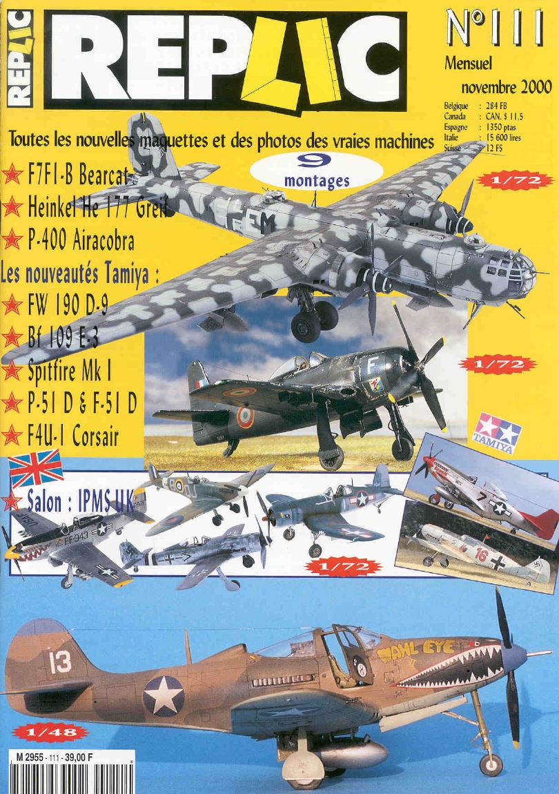 Replic 111 – F8F-1 B Bearcat, Heinkel He 177 Greif, P-400 Airacobra, FW 190 D-9, Bf 109 E-3, F4U-1 Corsair