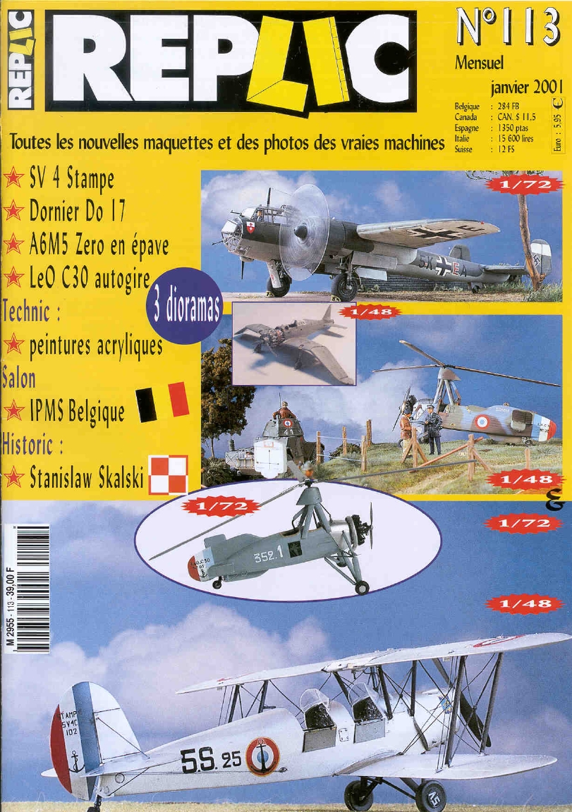 Replic 113 – SV 4 Stampe, Do 17, A6M5, LeO C30 autogire, Technic-Acryl