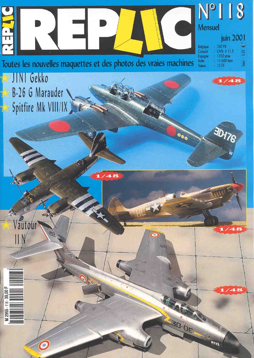 Replic 118 – JINI Gekko, B-26 G Marauder, Spitfire Mk VIII & IX, Vautour 11 N