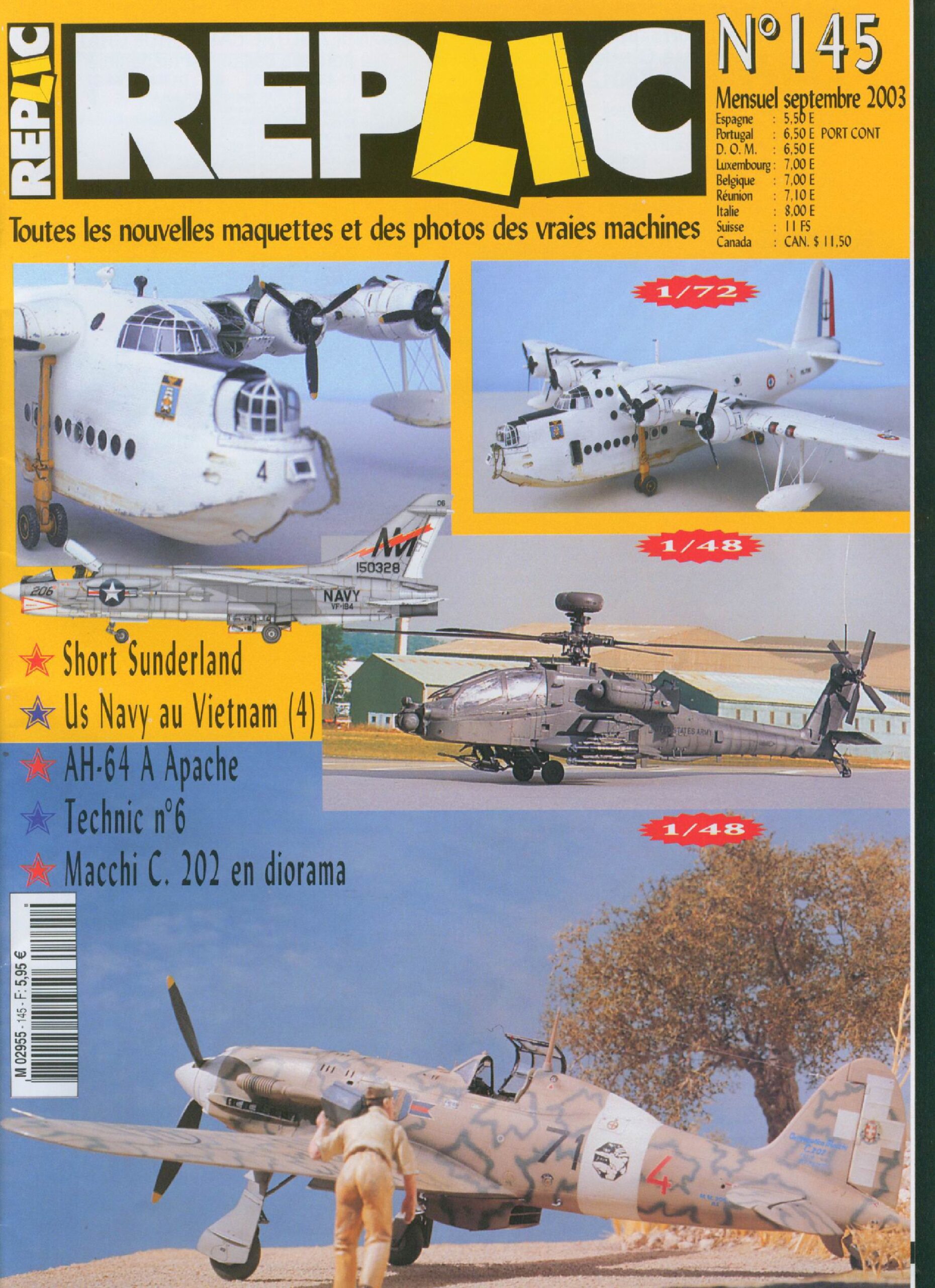 Replic 145 – Sunderland, AH-64, Macci C 202, US Navy