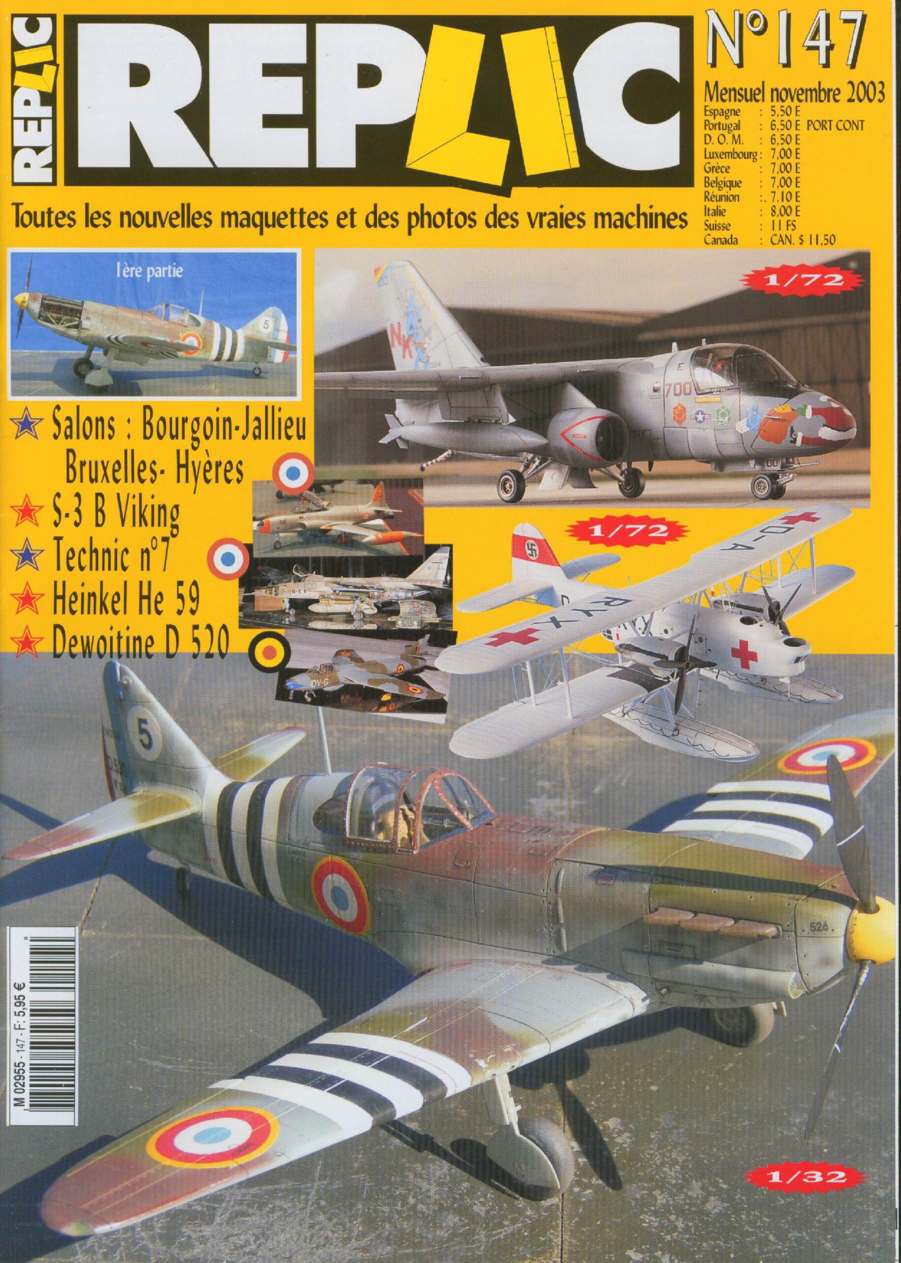 Replic 147 – S-3 Viking, He-59, Dewoitine D-520