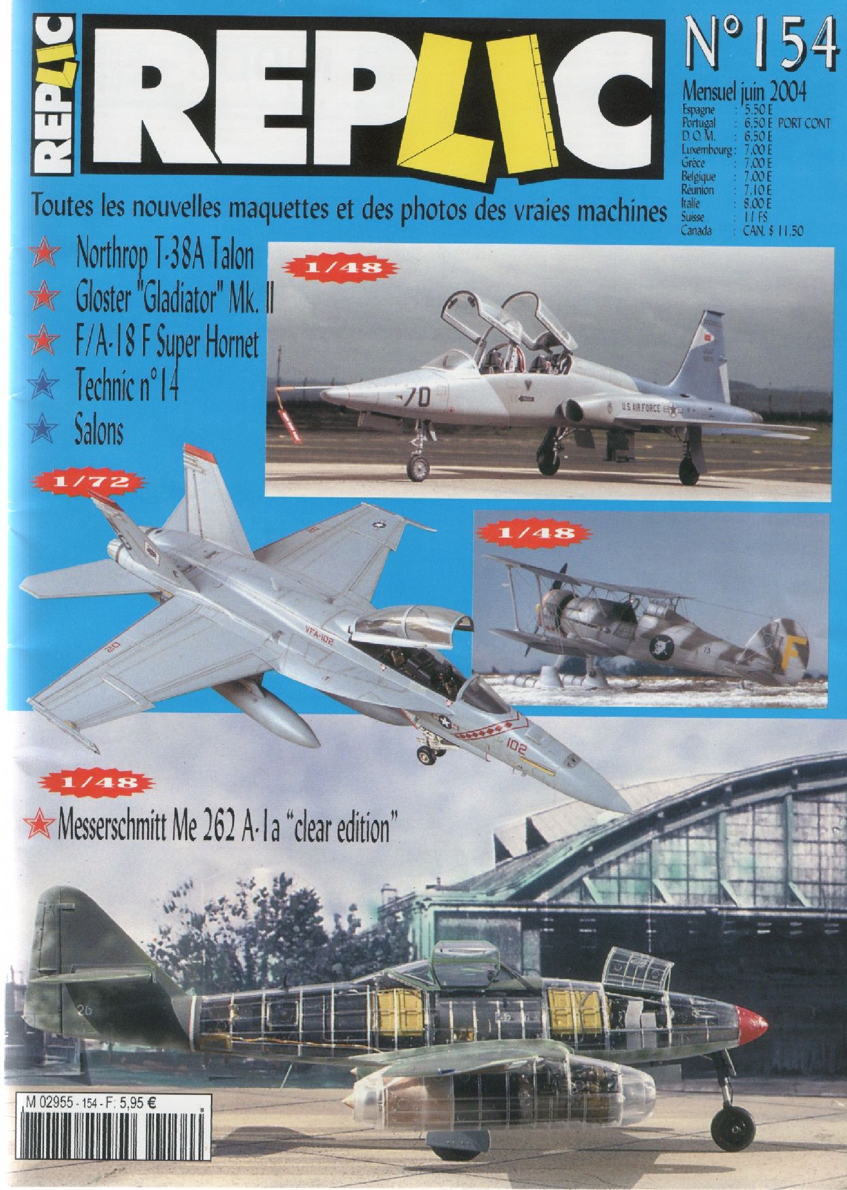 Replic 154 – T-38A Talon, Gloster Gladiator Mk II, FA-18 F Super Hornet, Me-262 A-Ia
