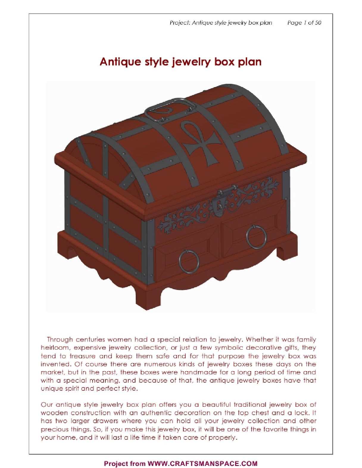 Antique style jewelry box plan_仿古风格的首饰盒计划 50页